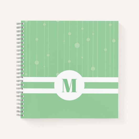 Minzgrün Streifen monogramm Pastellfarben modern Notizblock (Vorderseite)