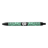 Minzgrün trendiges Chevron-Muster Monogramm Kugelschreiber (Vorderseite)