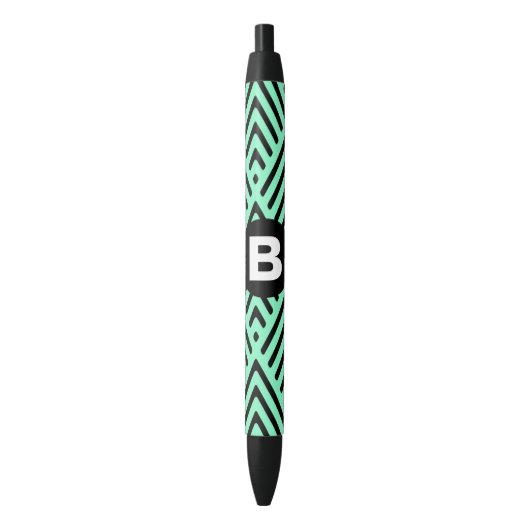 Minzgrün trendiges Chevron-Muster Monogramm Kugelschreiber (Vorderseite Vertikal)