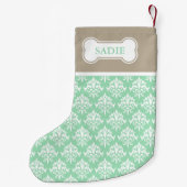 Minzgrün und beige Damaskus mit Knochen- und Pet-N Kleiner Weihnachtsstrumpf (Rückseite)