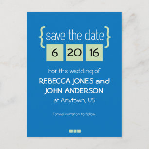 Minzgrün und blau Save the Date Postkarte