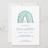 Minzgrün und blauer Boho Regenbogen Einladung (Vorderseite)