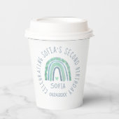 Minzgrün und blauer Boho Regenbogen Pappbecher (Vorderseite)