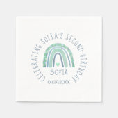 Minzgrün und blauer Boho Regenbogen Serviette (Vorderseite)