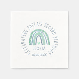 Minzgrün und blauer Boho Regenbogen Serviette