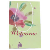 Minzgrün und rosa Blume Mittlere Geschenktüte (Vorderseite)