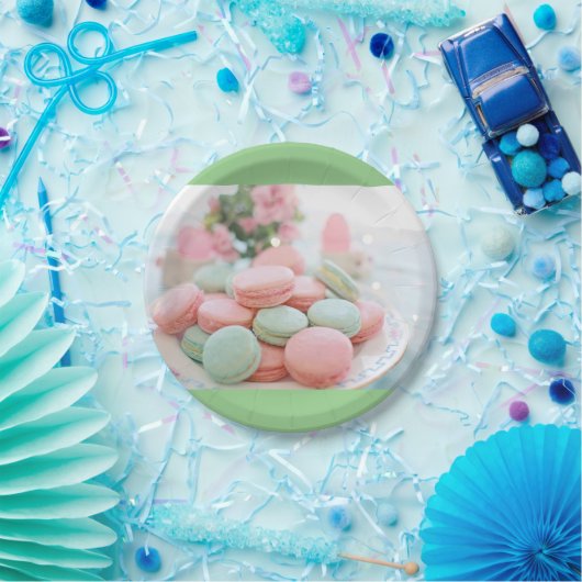 Minzgrün und rosa Macaroons Pappteller (Party)
