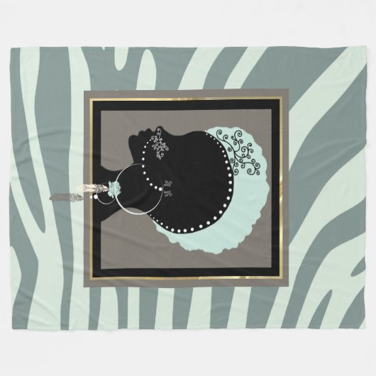 Minzgrün und schwarzer Zebradruck auf Punk Fleecedecke (Vorderseite (Horizontal))