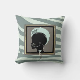 Minzgrün und schwarzer Zebradruck Kissen