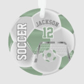 Minzgrün und Weiß personalisieren ⚽ Fußball-Ball Ornament (Rückseite)