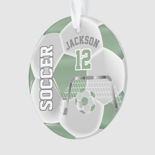 Minzgrün und Weiß personalisieren ⚽ Fußball-Ball Ornament (Vorderseite)