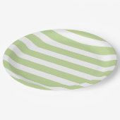 Minzgrün und weiß Streifen Pappteller (Schrägansicht)