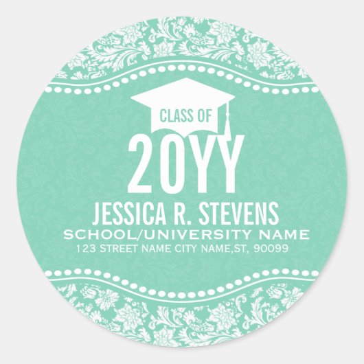 Minzgrün- und Weißblütenmatte, Abschluss-Hut Runder Aufkleber (Vorderseite)