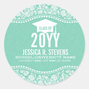 Minzgrün- und Weißblütenmatte, Abschluss-Hut Runder Aufkleber