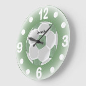 Minzgrün und weißer Fußball-Ball Große Wanduhr (Winkel)