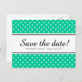Minzgrün und weißer Punkt Save the Date Postkarte (Vorne/Hinten)