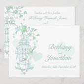 Minzgrün Vögel öffnen Käfig Hochzeit Einladung (Vorne/Hinten)