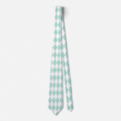 Minzgrün & weiß Diamantformen Retro Neck Tie Krawatte (Vorderseite)