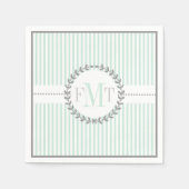 Minzgrün, weiß gestreiftes Muster Hochzeit Serviette (Vorderseite)
