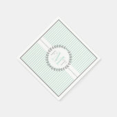 Minzgrün, weiß gestreiftes Muster Hochzeit Serviette (Ecke)