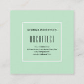 Minzgrün, weiße Dreiecke und Monogramm modern Quadratische Visitenkarte (Rückseite)