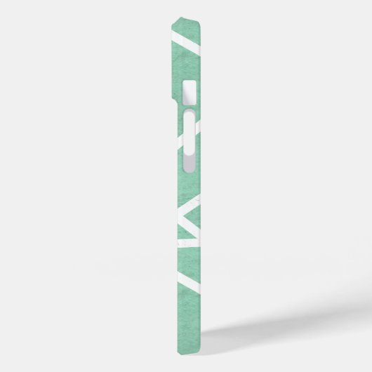 Minzgrün-weiße Mosaikmuster Case-Mate iPhone Hülle (Rückseite / Links)