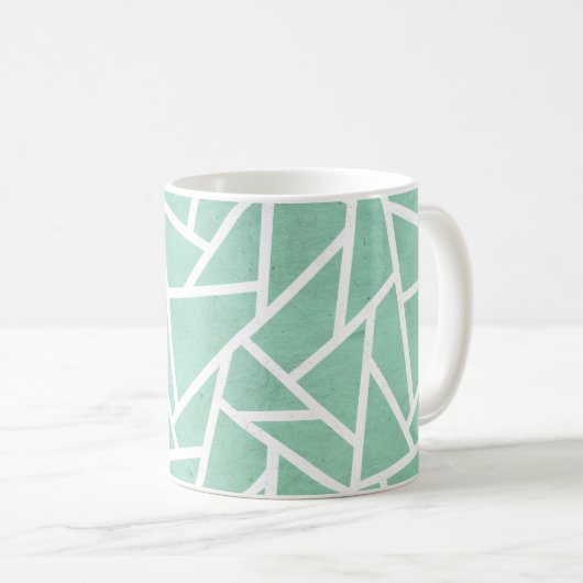 Minzgrün-weiße Mosaikmuster Kaffeetasse (VorderseiteRechts)