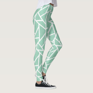 Minzgrün-weiße Mosaikmuster Leggings