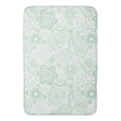 Minzgrün-weiße Retro-Blume und Schmetterlinge Badematte (Vorderseite Vertikal)