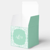 Minzgrün-weiße Spitzen-Gefälligkeitsbox Geschenkschachtel (Geöffnet)