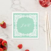 Minzgrün-weiße Spitzencocktail-Serviette Serviette (Beispiel)