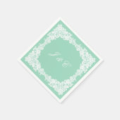 Minzgrün-weiße Spitzencocktail-Serviette Serviette (Ecke)