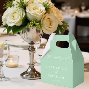 Minzgrün-weiße Typografie Personalisierte Hochzeit Geschenkschachtel