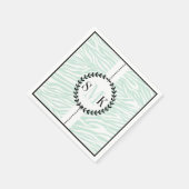 Minzgrün, weißes Zebramuster Hochzeit Serviette (Ecke)