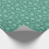 Minzgrüne BlumenDamasken über grünem Hintergrund Geschenkpapier (Ecke)