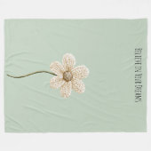 Minzgrüne Creme-Faux-Strick-Blume Fleecedecke (Vorderseite (Horizontal))