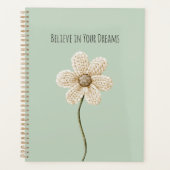 Minzgrüne Creme-Faux-Strickblume Planer (Vorderseite)