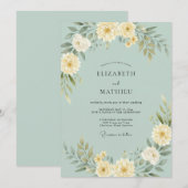 Minzgrüne florale Bogenhochzeit Einladung (Vorne/Hinten)