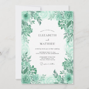 Minzgrüne frische botanische Hochzeit Einladung
