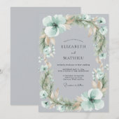 Minzgrüne Frostige Botanische Hochzeit Einladung (Vorne/Hinten)