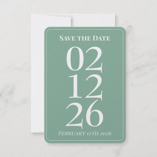 Minzgrüne Hochzeit Save-the-Date-Karten Einladung (Vorderseite)