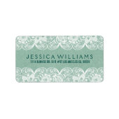 Minzgrüne Imitate, weiße Blumenspitze Adressaufkleber (Vorne)