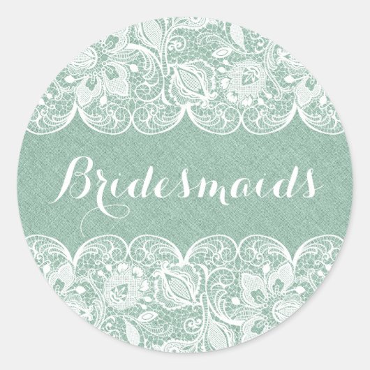 Minzgrüne Imitate, weiße Blumenspitze Runder Aufkleber (Vorderseite)