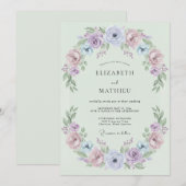Minzgrüne makellose Blumenhochzeit Einladung (Vorne/Hinten)