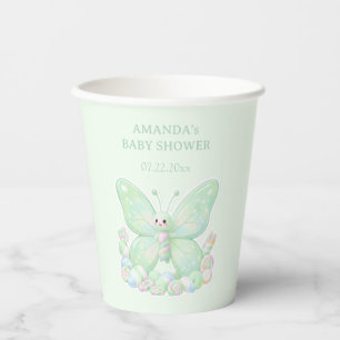 Minzgrüne Marshmallow-Schmetterling-Baby-Shower-Pa Pappbecher