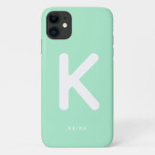 Minzgrüne Monogramm-Handyhülle Case-Mate iPhone Hülle (Rückseite)