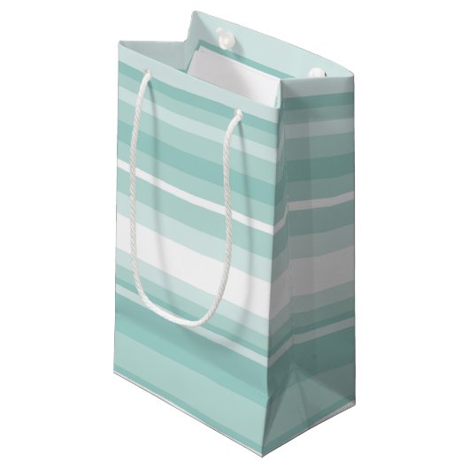 Minzgrüne Streifen Kleine Geschenktüte (Vorderseite Schrägansicht)