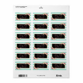 Minzgrüne Streifen mit rosafarbener Blumendekorati Adressaufkleber (Vorne)