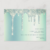 Minzgrüne Tropfen werden meine Trauzeugin sein Einladungspostkarte (Rückseite)