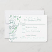 Minzgrüne Vögel öffnen Käfig Hochzeit RSVP (Rückseite)